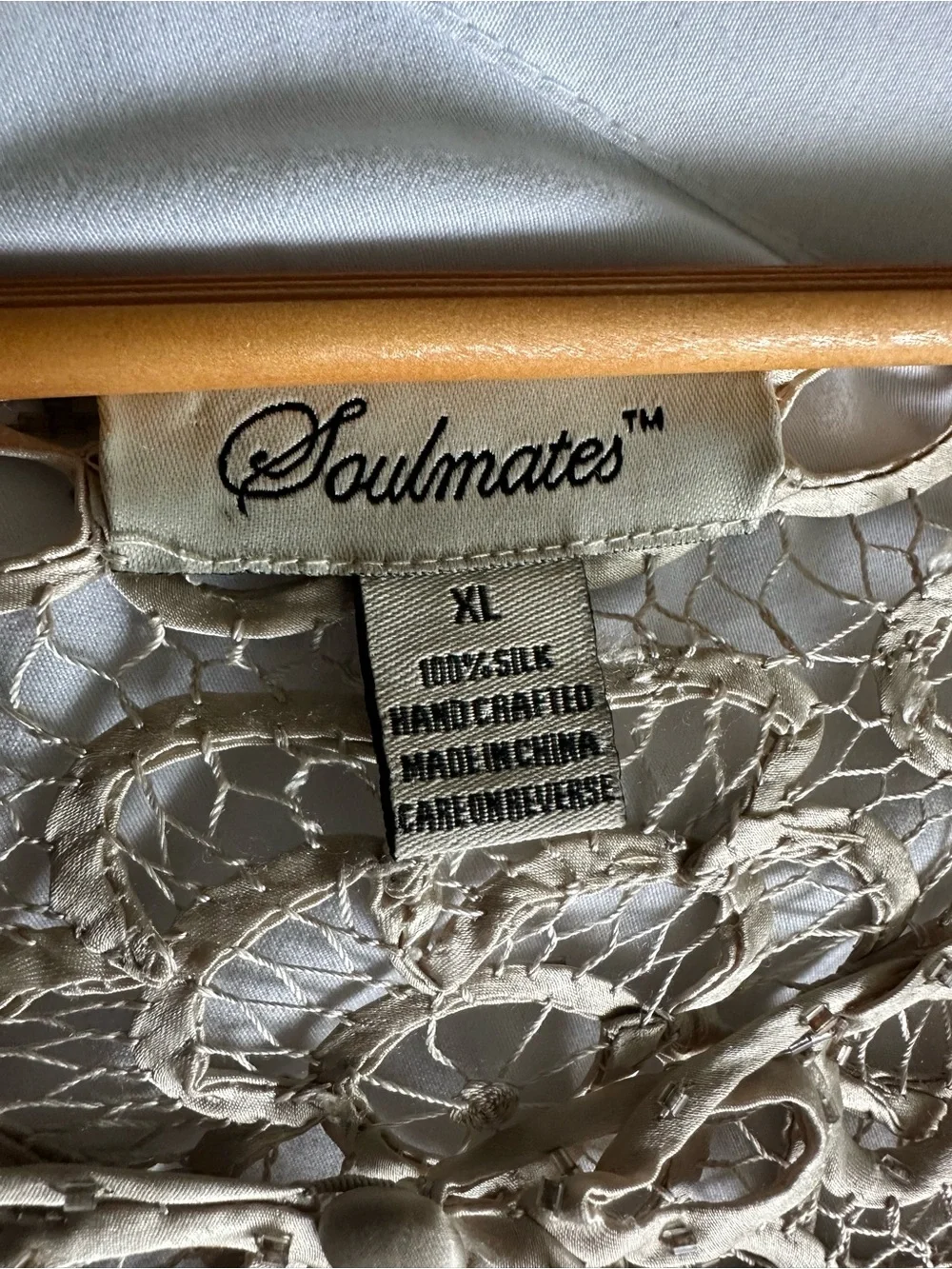 Soulmates Cream Crochet Lace Silk Jacket - Picture 2 of 8